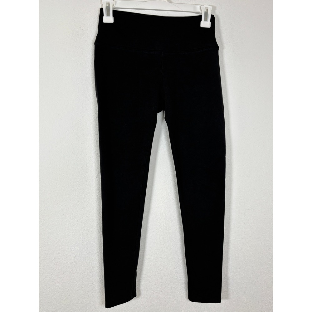 Solid Black High Waisted Athletic Leggings Yoga Pants Small